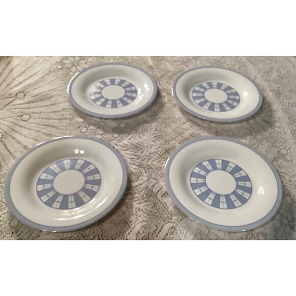 Set of 4 Martha Stewart Everyday Garden Trellis 7.75” Salad Plates Blue White - Picture 6 of 9
